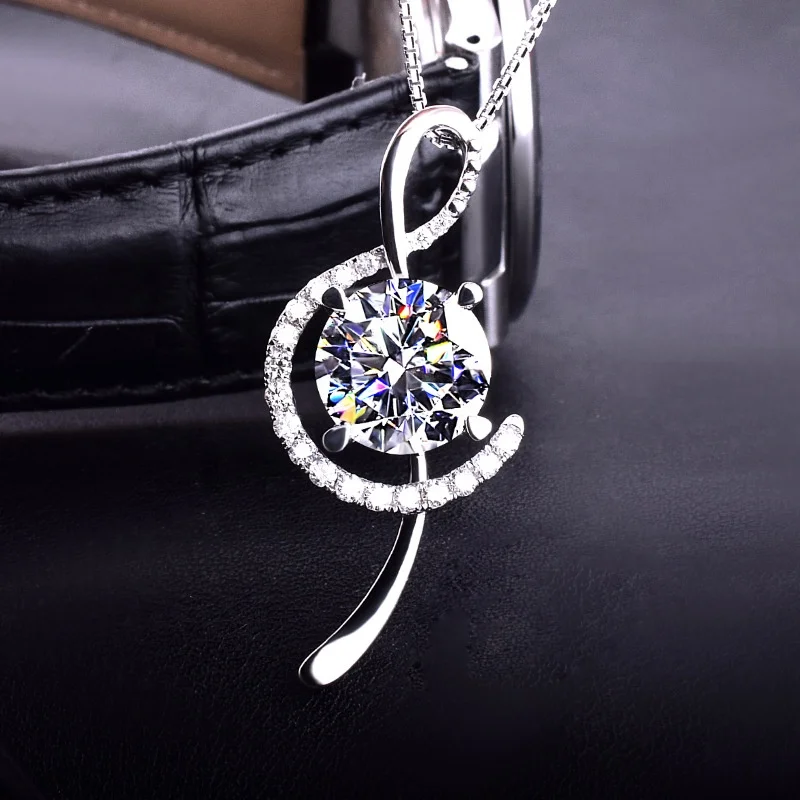 

New Fashion Musical Note Pendant Necklace Inlay Dazzling Crystal Zircon Fine Jewelry For Women Wedding Charm Valentines Day Gift, Picture shows