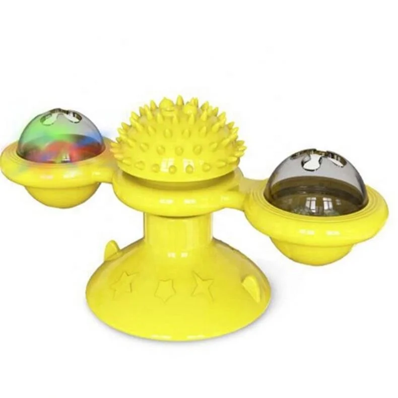 

Tpr Windmill Luminous Rotation Scratch Intellectual Pet Toys Healthy Decompress Multifunction Detachable, Green/blue/yellow