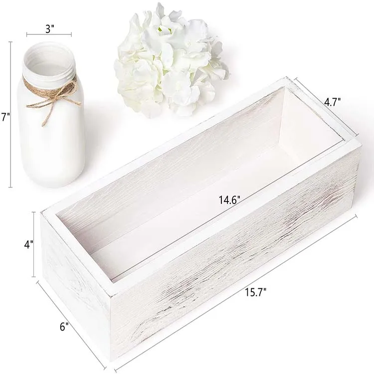 

Bathroom Decor Box Toilet Paper Holder Wood Tank Box Paper Storage Basket with Mason Jar and Flower Bathroom Kitchen Table, Customized color