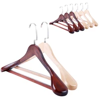 

customized powerful 5.8cm wide shoulder tw-a adult brown cedar wooden coat suit hanger with pants bars