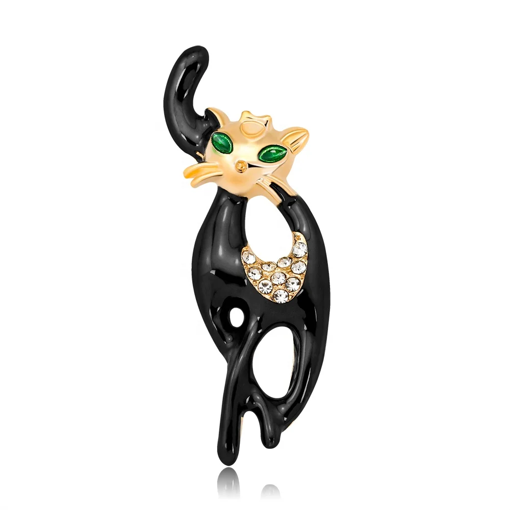 

Hot Selling Latest Popular Cute Tsundere Fashion Rhinestone Alloy Cat Brooch