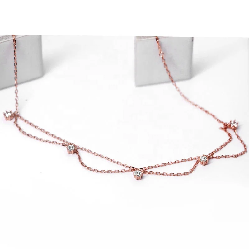 

Wholesale anklets 925 silver and 14K gold plating elegant ankle chain, Rose gold