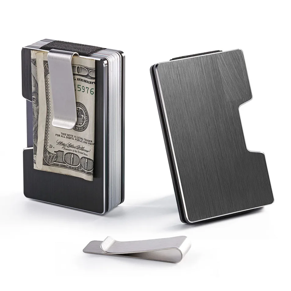 

Mens Womens Minimalist Front Pocket RFID Blocking Aluminum Money Clip Card Holder Wallet, 7 colors available