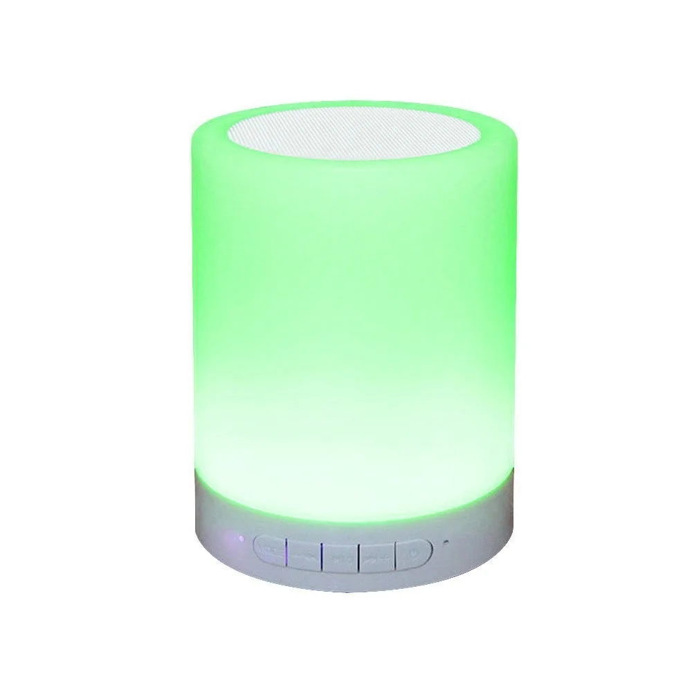 

Hands-free Call Colorful Touch Control LED Light Lamp With TF Card Music Player LED wireless Speaker, White