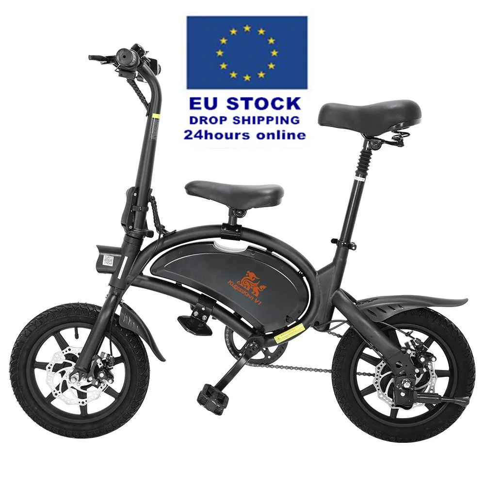 

EU STOCK Duty Free Kugoo Kirin B2/V1 14 Inch Fat tire Folding Electric Moped Bike 48V 400W 45KM/H bicycle electric bike europe