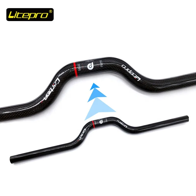 

Litepro 25.4*580mm bike bicycle handlebar carbon handlebar 50mm Swallow-shaped 412 folding bike handlebar, Black