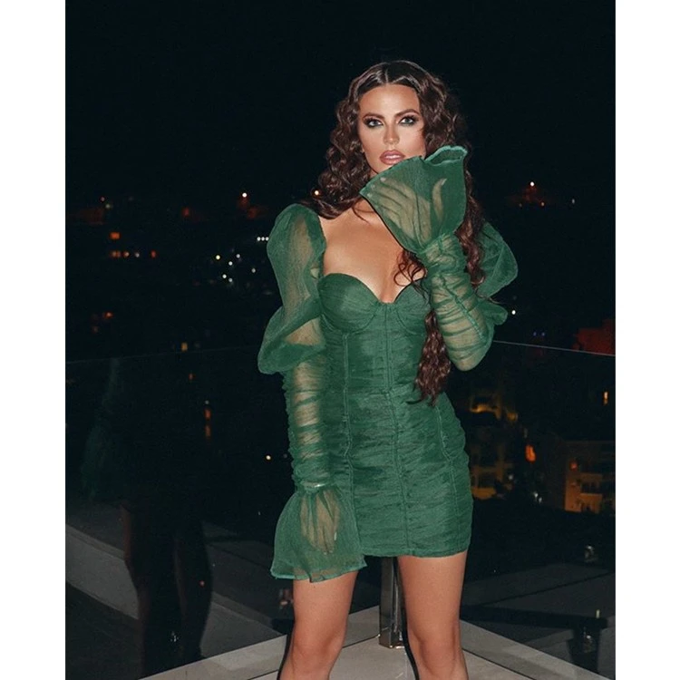 

Top Quality Long Sleeve Celebrity Evening Party Rayon Bodycon Bandage Dress