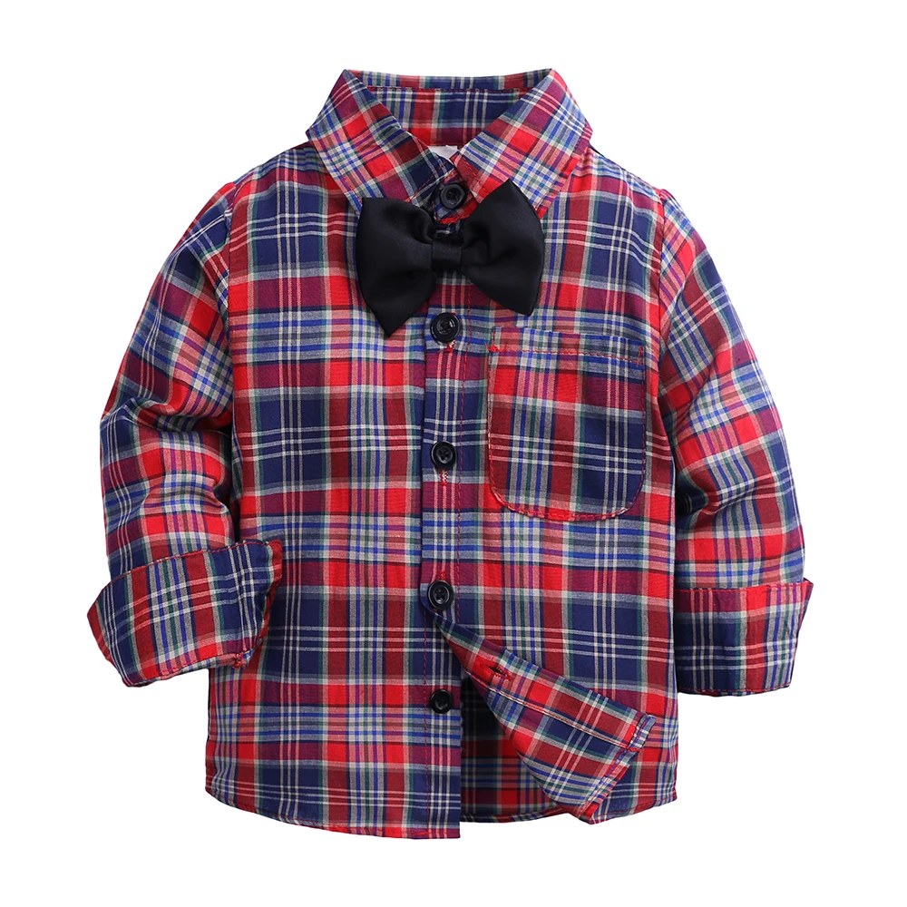 

Cotton Boys Gentleman Jack Clothing Formal Plaid Baby Shirts Long Sleeve Kids Coats, As picture