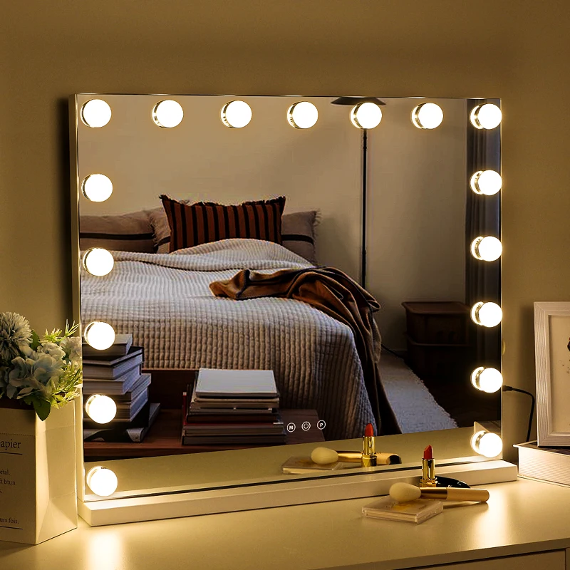 

Wholesale 17 Dimmable Bulbs make up hollywood led lights vanity makeup mirror, White black