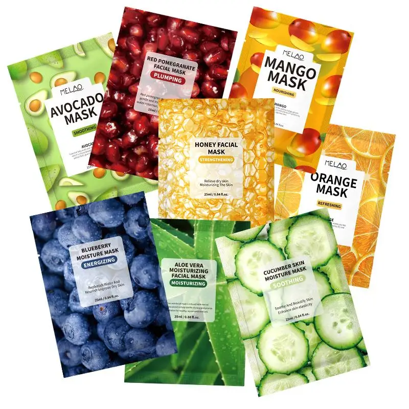 

OEM Private label mascarillasl faciales sheetmask korean beauty organic face fruit vegan sheet masks mascarillas facial maskss