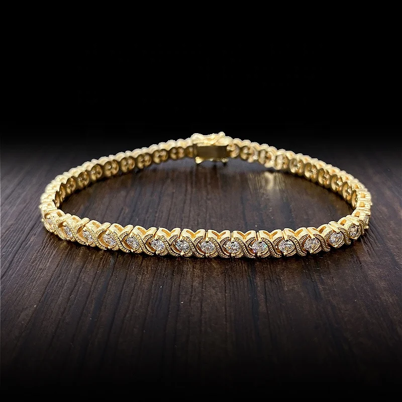 

hot sale 2021 ready to ship cubic zirconia brass gold plated tennis bracelet rhodium plated