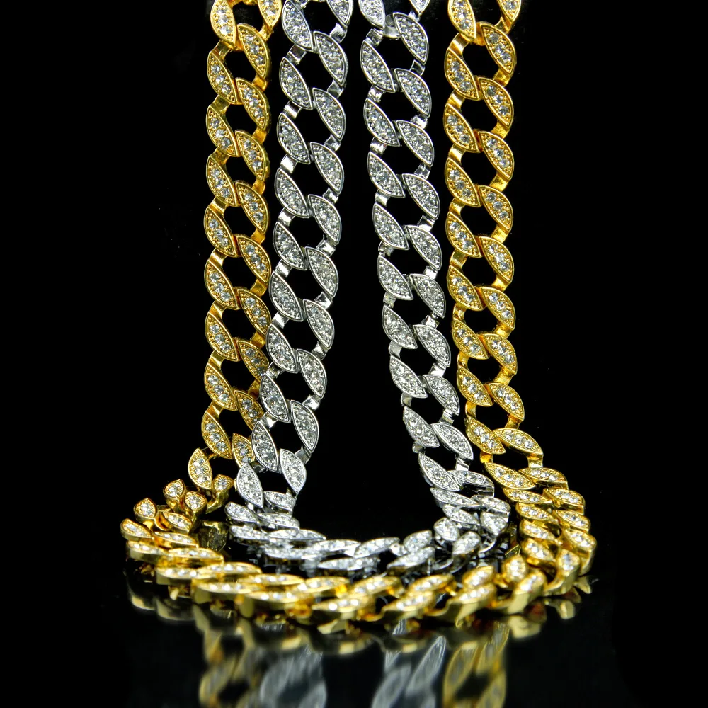 

Wholesale Hot Selling Men Full Diamond Metal Hip Hop Guba Diamond Necklace high quality link necklace