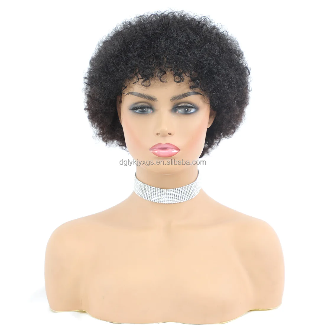 

HL33 Low price wholesale Human Wig Natural Color Short curly with bangs