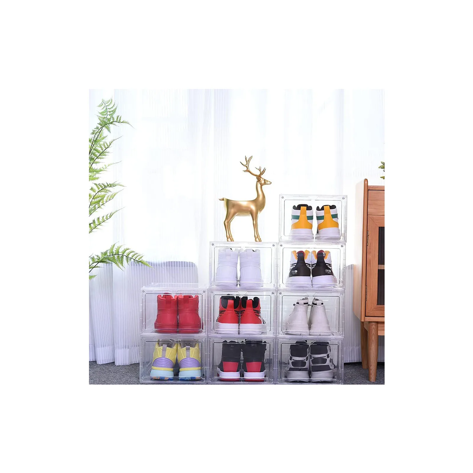 Miniature Foldable Eco-Friendly Plastic PP Shoe Keeper Box Rectangle Shape Injection-Molded Household Space-Saving Functional