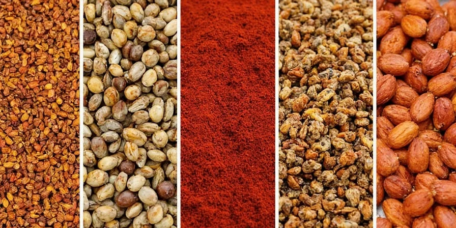 Gyro meat spice mixes laid out on a rustic wooden table
