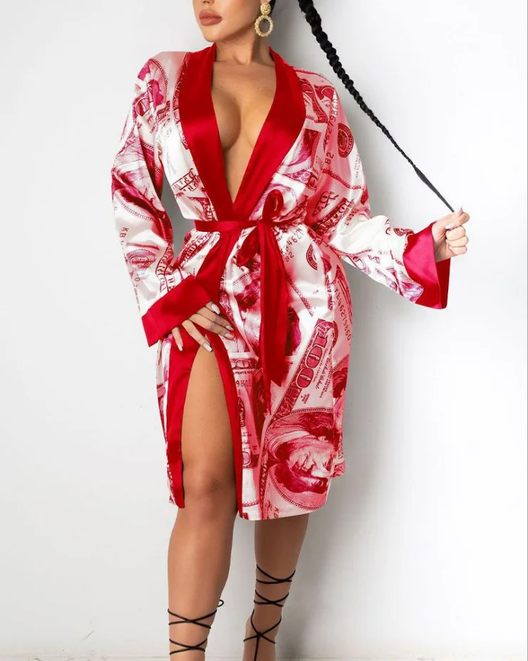 

Ropa Sexi Interior De Mujer Lenceria Women'S Sleepwear Nighty Satin Money Long Silk River Robes Lingerie Pyjama Femme Pajamas