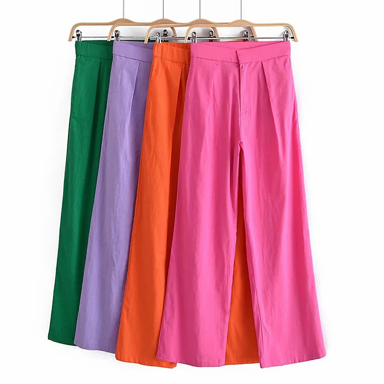 

BMURHMZA2021 summer and autumn new women's four-color loose high waist pockets ladies trousers, Picture