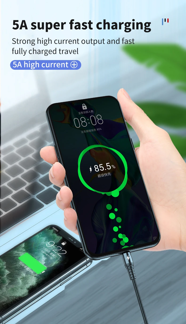 Phone accessories 5A super charge USB cable 3 in 1 fast Charger cable 2.0 type-C c-type data usb cable CE ROHS FCC - ANKUX.COM
