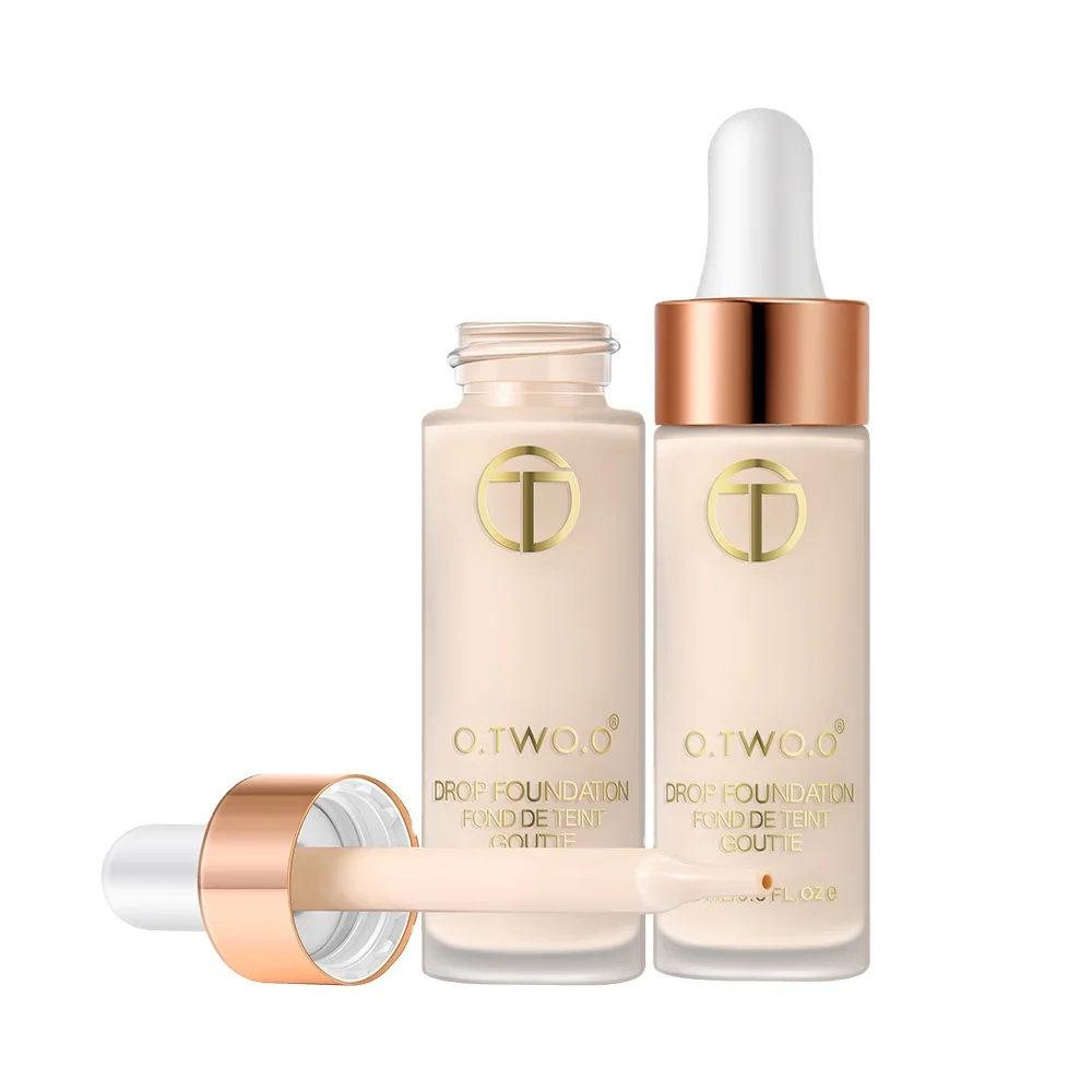 

O.TWO.O Liquid Foundation Professional Makeup Base Oil Free Full Coverage Concealer Long Lasting Liquid Foundation Cosmetics, 2 colors