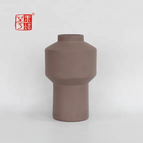 

Wholesale cheap decoration ceramic flower vase with simple design, Brown