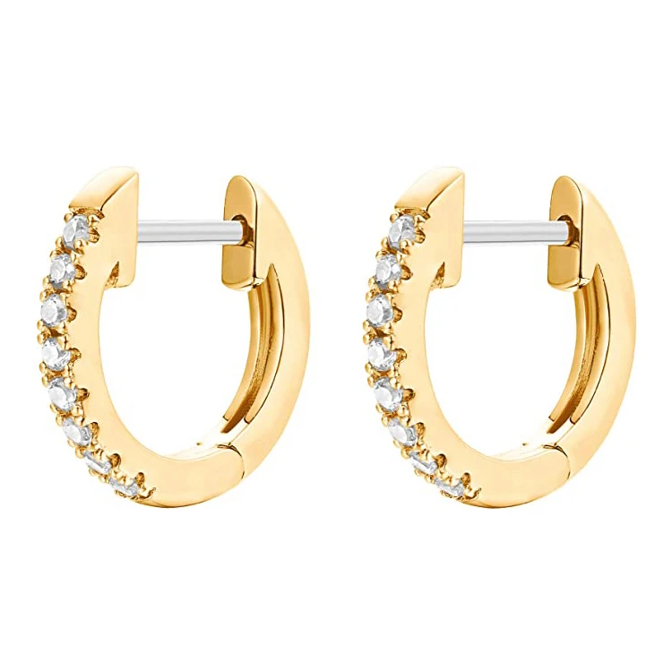 

New fashion 14K Gold Plated stainless steel Cubic Zirconia Cuff Stud Earrings for women 2021, Silver /gold/rose gold