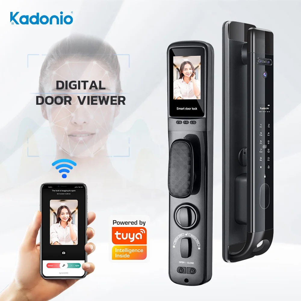 

Kadonio Electronic Security Cam Digital Viewer Keyless Smart Door Lock Wifi With 3d Face Recognition