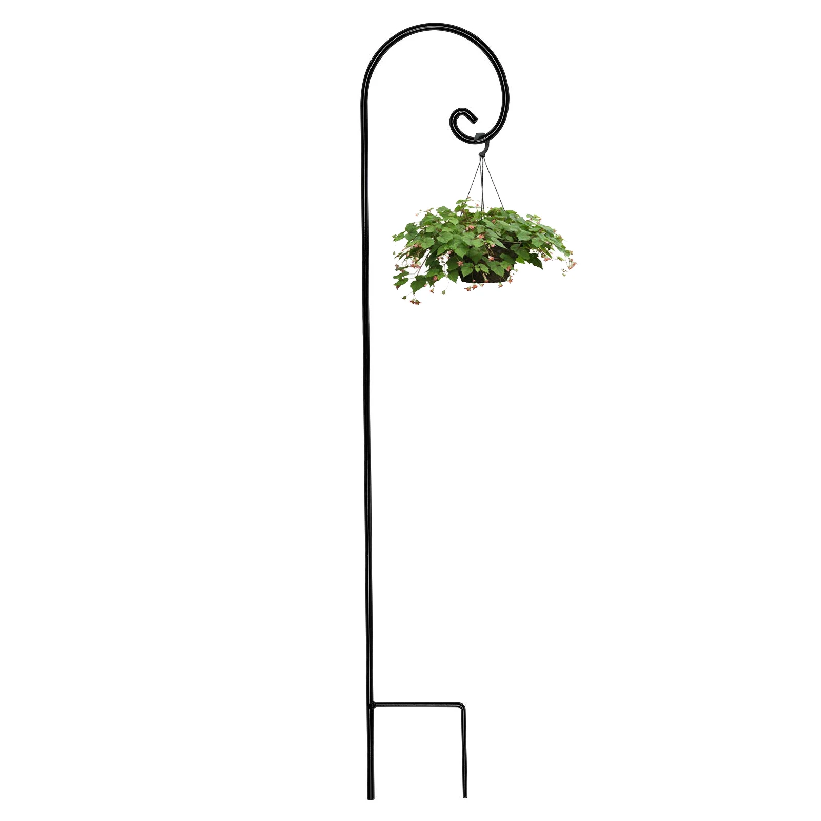 

ORR359 Shepherds Hook 65 Inch Metal Plant Hanger for Bird Feeders Weddings Solar Lights Flower Baskets Christmas Lights Lanterns, Black