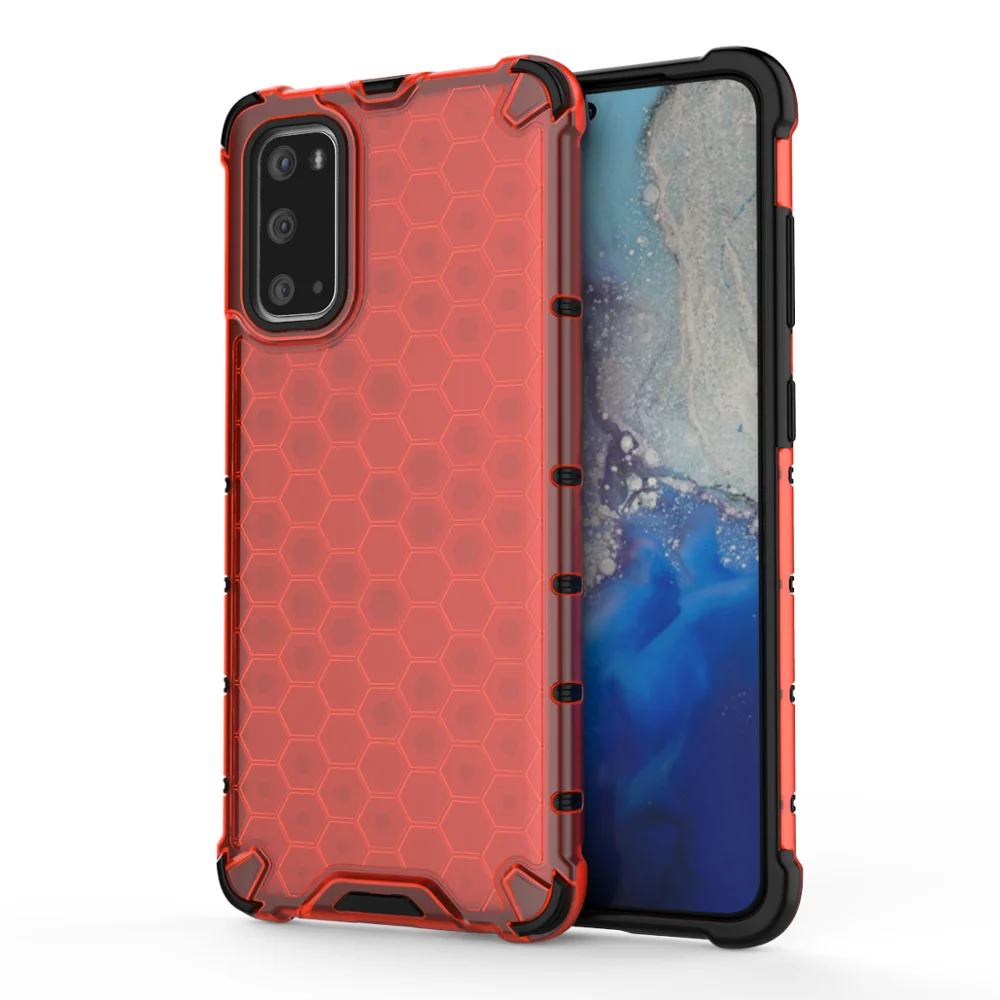 

Honeycomb design Transparent PC tpu 2 in 1 Hybrid Cell Phone Case Cover For Samsung Galaxy S20 Ultra Shockproof Case, 5 color