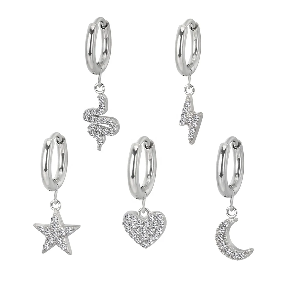 

GZN Wholesale 316L Stainless Steel Earring Hoop With CZ Body Piercing Jewelry
