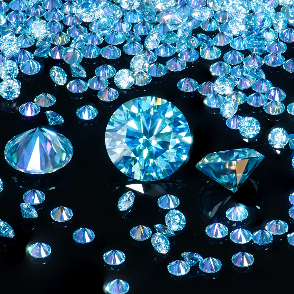 2024 Wholesale 0.8-2.0mm Round Cut Colored Melee Small Size Loose Mossanite Moissanite Stones pink Ocean Blue Synthetic Diamond