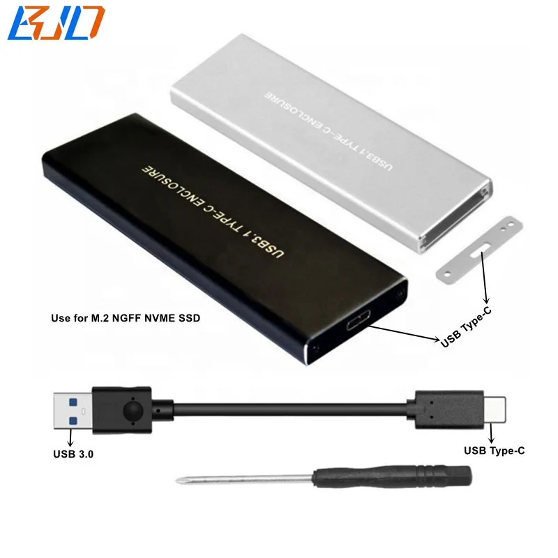 

10Gbps USB Type-C NGFF M.2 Key-M NVMe SSD Enclosure Case JMS583 & 20CM USB Data Cable