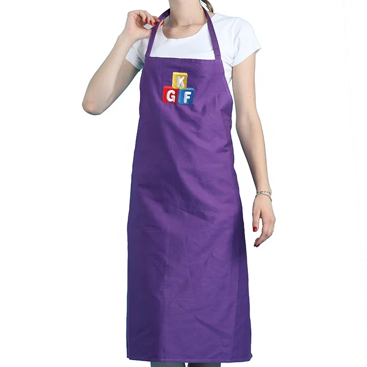 

overlong purple apron for butcher with embroidery logo, Purple or as your request