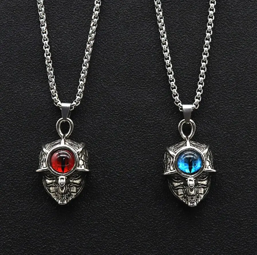 

Domineering Gothic Stainless Steel Skull Pendant Necklace Fashion Demon Eye Necklace for Men Women Spiritual Party Jewelry, 4 color
