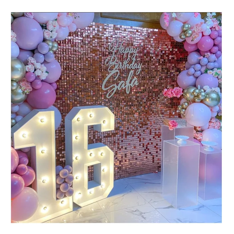 

Drop Shipping China Custommiza Acrylic Outdoor Large Backdrop Silver Square Sequin Shimmer Wall 3D Wedding Panels Decoration