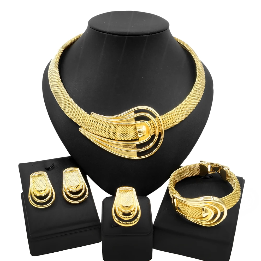 

Yulaili Big Style Dubai Gold Necklace Jewelry Set Luxury Wedding Gift Bridal Party High Quality Jewellery Sets