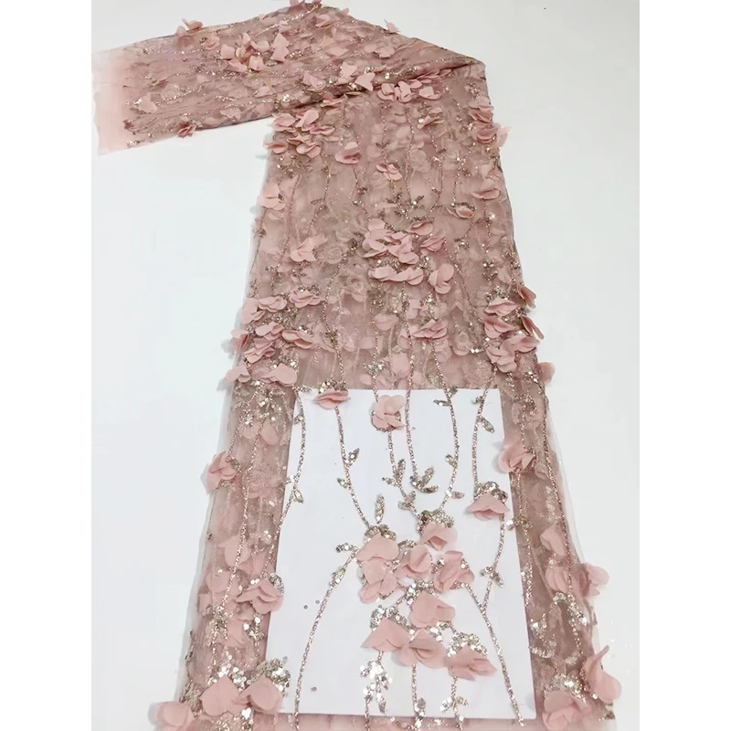 Factory Spot Heavy Industry Bead Tube Sequin Embroidery Lace High-end Wedding Dress Design Fabric