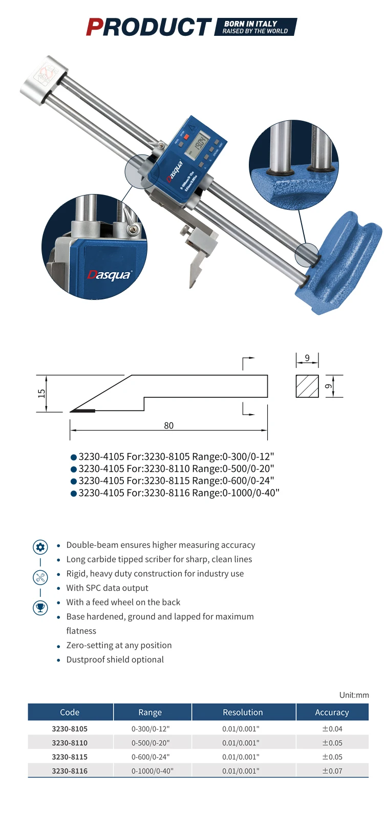 Dasqua 0-300mm Double-Beam digital height gauge