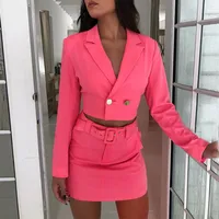 

Western Wear For Women Suit Ladies Suits Blazer Skirt 2 Piece Set Ensemble Sexy