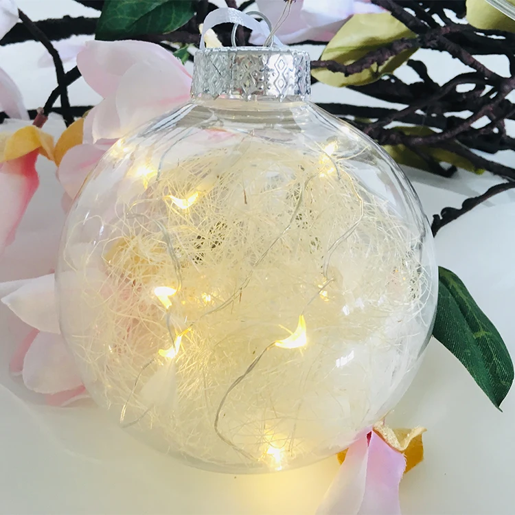 Battery Operated Fancy Sisal Rope Feather Fairy Led Christmas  Ball Lights