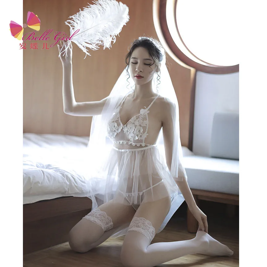 

BELLEGIRL Wholesale hot babydoll erotic lingerie-sexy vendors white lace bodysuit dress women