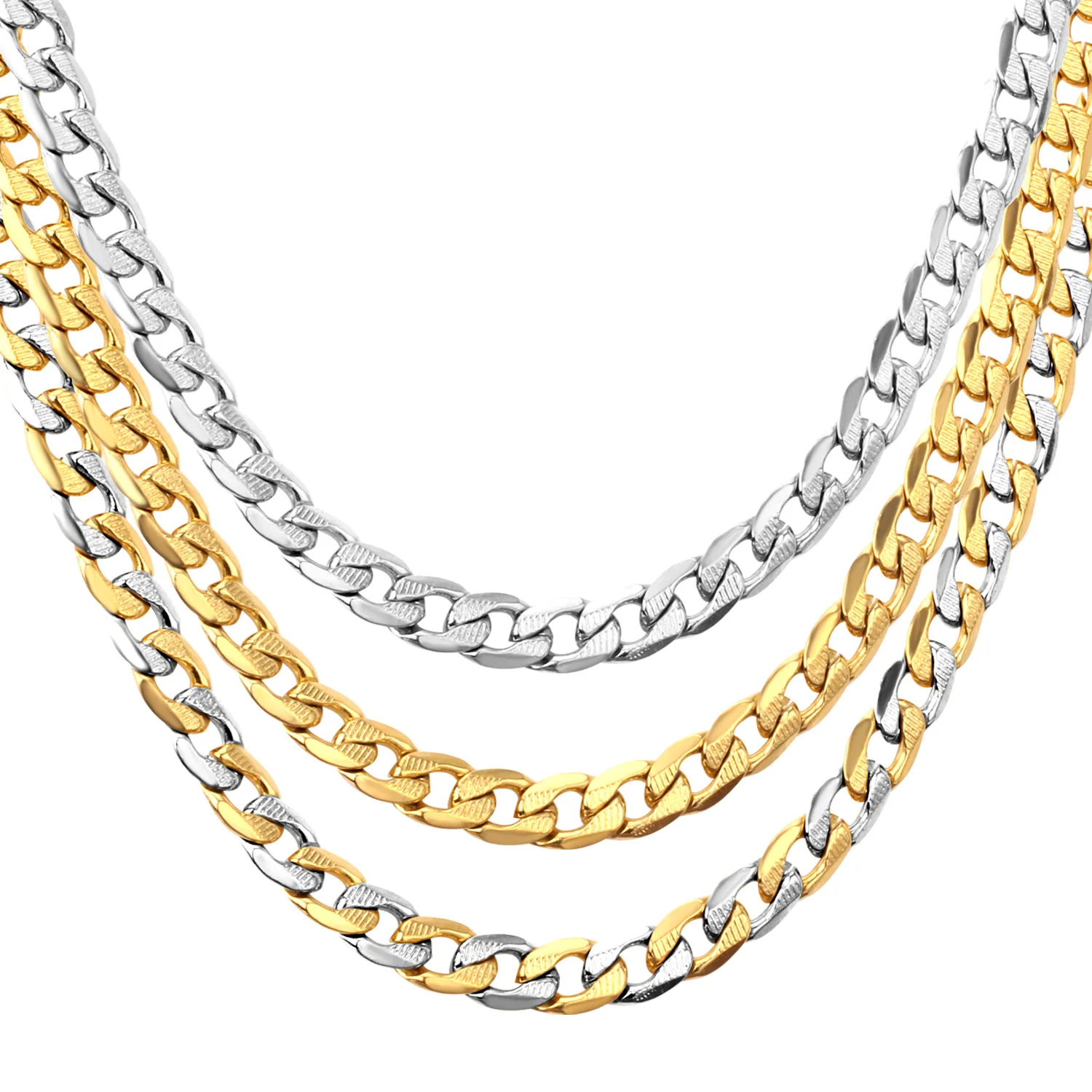 

Ason Wholesale Volume Stainless Steel Chains 18k Gold Plated Custom Size Cuba Chain Necklace Jewelry for Men Women, Gold/silver/mix available/rose gold/black