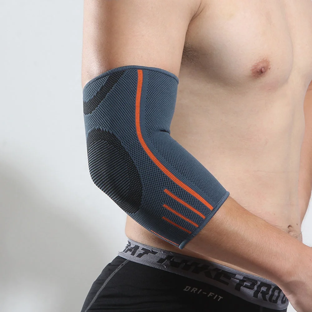 

Weightlifting arm sleeve elbow brace protective, Gray,blue