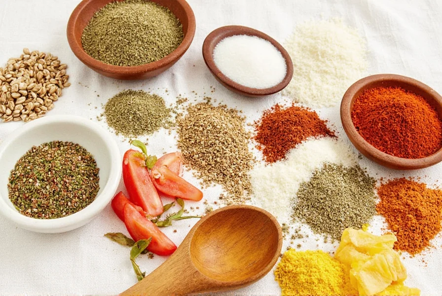Collage of various salt-free seasoning mixes