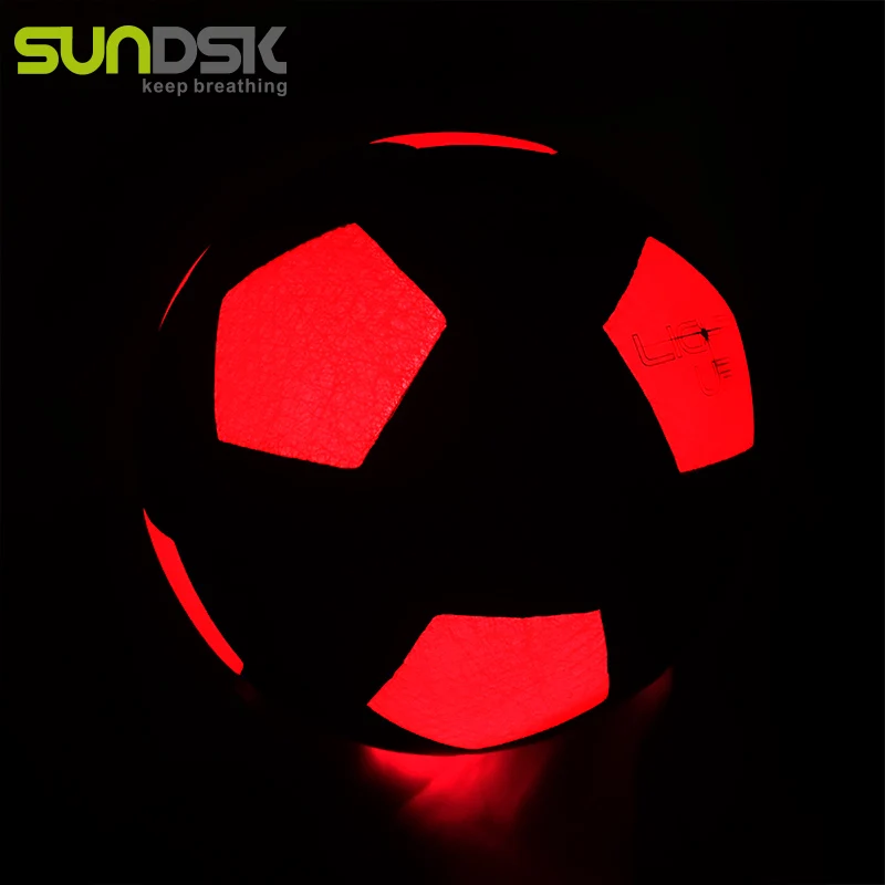 

Glow in the dark light up LED football custom logo rubber soccer ball, Customize color