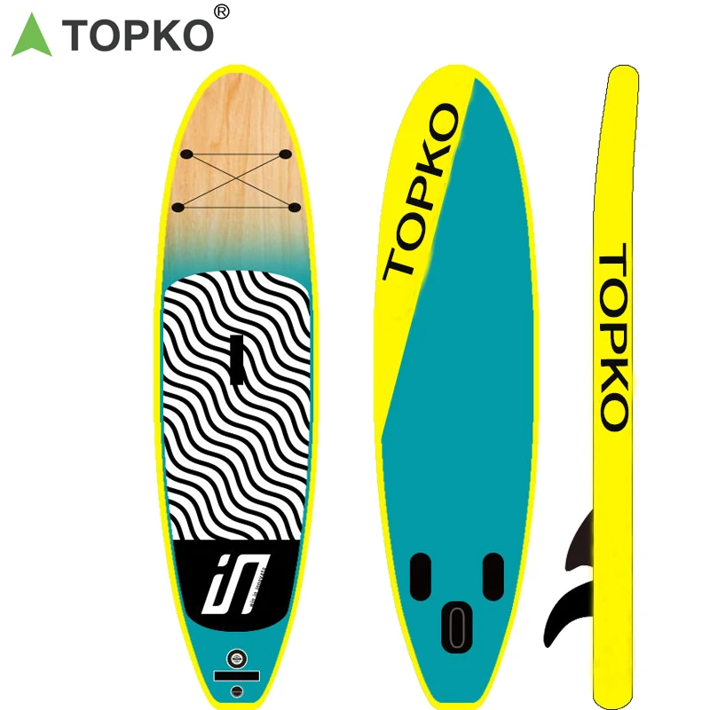 

TOPKO Thick Brushed Stand Inflatable Surfboard Portable Adult Surf SUP Paddle Board, Customized color