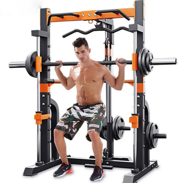 

Professional Home Use Fitness Equipment Bench Press Multi-functional Large Smith Machine Gym Squat Rack, Yellow