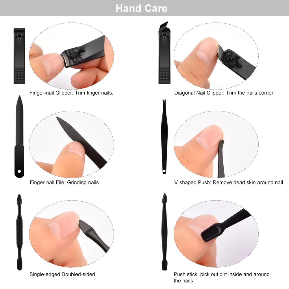 15pcs Professional Manicure Set Pedicure Knife Toe Nail Clipper Cuticle Dead Skin Remover Kit Stainless Steel Feet Care Tool Set