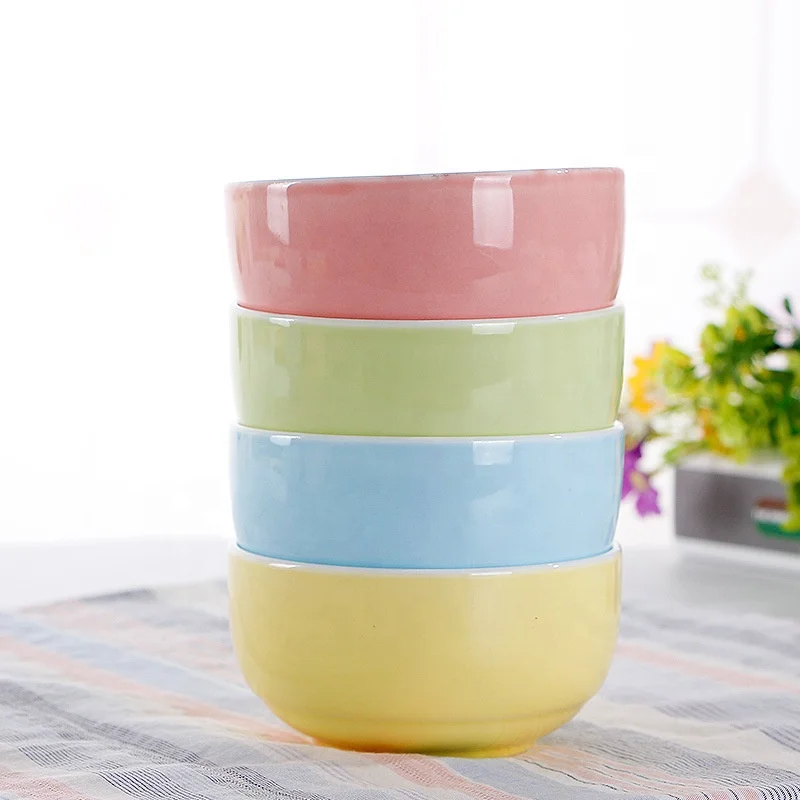 

ECO-Friendly Round Shape Porcelain Hand Painted Color Glaze Microwave Safe Stackable Soup Noodle Rice Ceramic Bowl, As pictures