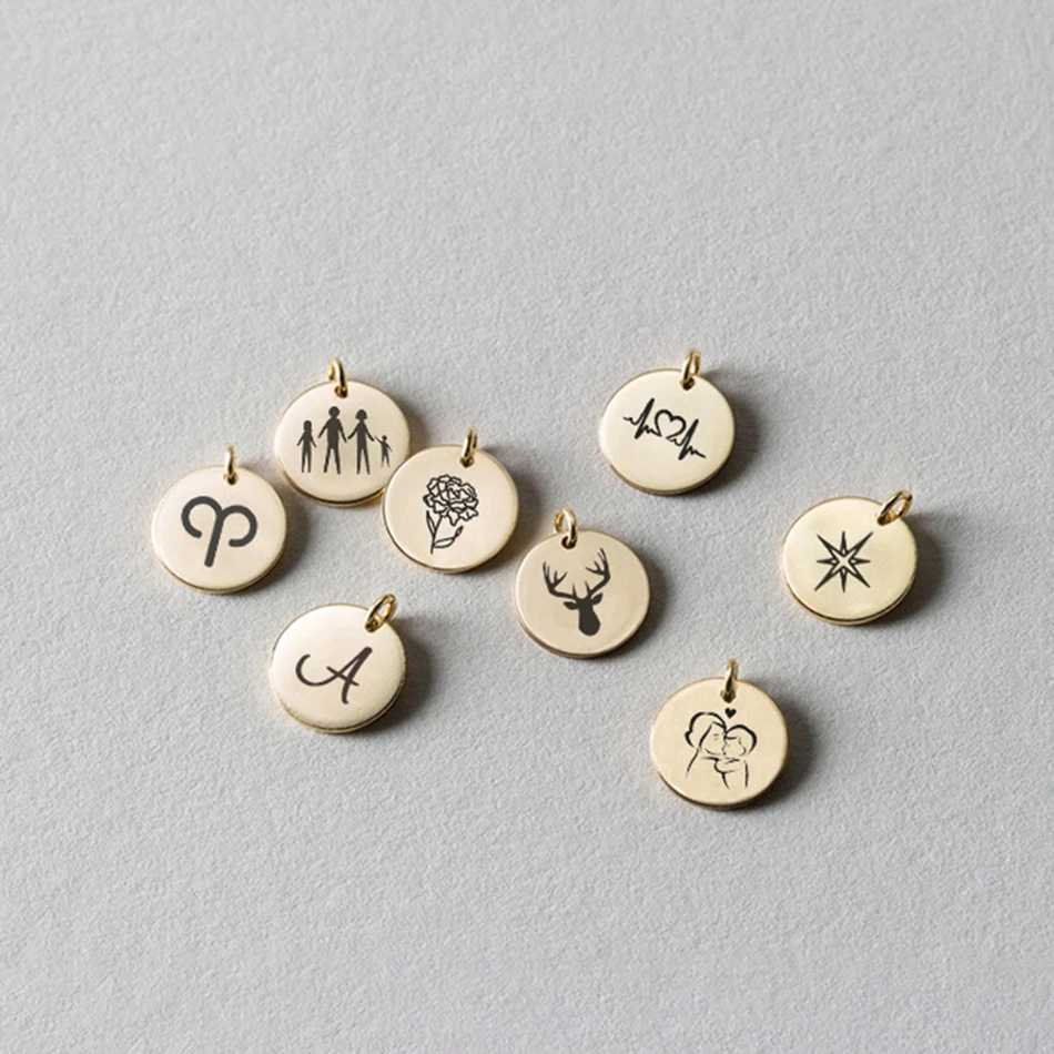 

Customized Logo DIY Necklace Bracelets Pendants Stainless Steel 9mm Round Plain Disc Charm Pendant for Jewelry Making Findings, Silver/gold/rose gold