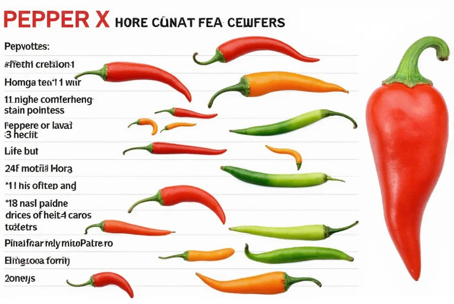 Comparison chart showing Pepper X next to common peppers with visual representation of their relative heat levels